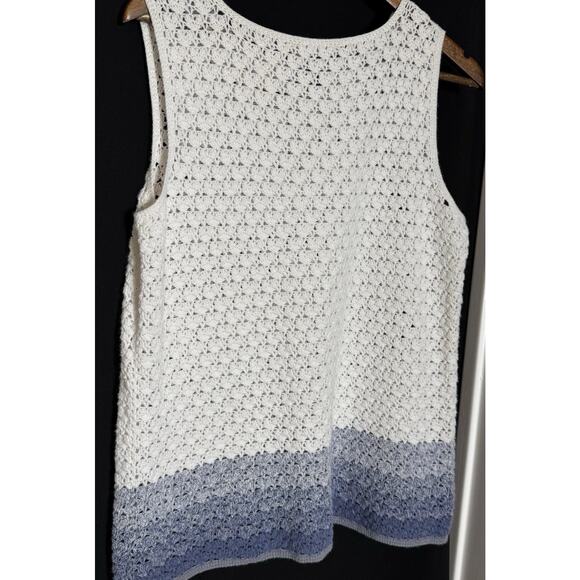 Norton McNaughton Crochet‎ Tank Top Blue/White Coverup Fishermman Open Knit boho - Picture 1 of 8